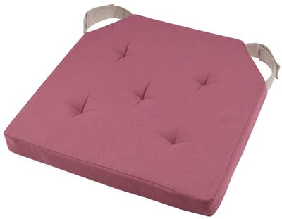 Stof Textile stoelkussen DUO - roze - 38 x 38 x 4 cm - klittenband sluiting - zitkussens - binnen/buiten
