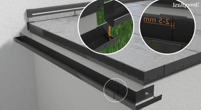 Renoplast® RK65 aluminium dakgoot, 200cm Grijs rechthoekig, regengoot dakdrainage plaatmetaal profielen, tuinhuis carport terras balkon insteekgoot, dakgoot voor bescherming tegen corrosie
