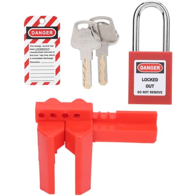 Kit de Cadenas de Consignation Tagout Ajustable Durable avec Cadenas Étiquette d'Avertissement Clé pour Industriel red