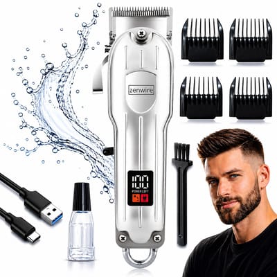 DRAADLOZE TRIMMER EN SCHEERAPPARAAT VOOR BAARD EN HAAR 0 mm LED PRO BARBER Zenwire 805