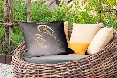 Buitenkussens - Garnalen - Zwart - Goud - Dieren - 60x40 cm - Weerbestendig