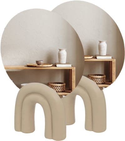 MISOU Make up Spiegel - op Standaard - Set van 2 - Vensterbank Decoratie - 24x4,7x35,5cm - Staande Spiegel - Rond