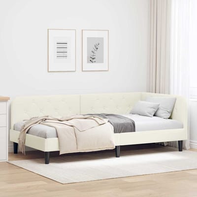 vidaXL - Hoek - Bed - Frame - Crème - 90 - x - 190 - cm - Fluweel