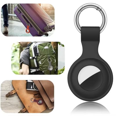 CHPN - Sleutelhanger geschikt voor Apple AirTag - Beschermhoesje voor AirTag - Met open achterkant - Bescherm Hoesje voor Airtags - Zwart - Handige houder voor jouw AirTag