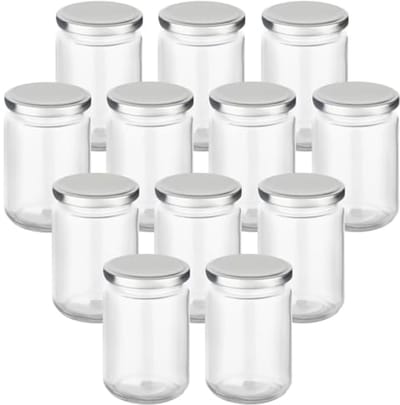 Set van 12 weckpotten 350 ml rond met schroefdeksel voor inmaken en bewaren
