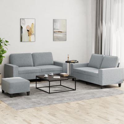 vidaXL - 3-delige - Loungeset - stof - lichtgrijs