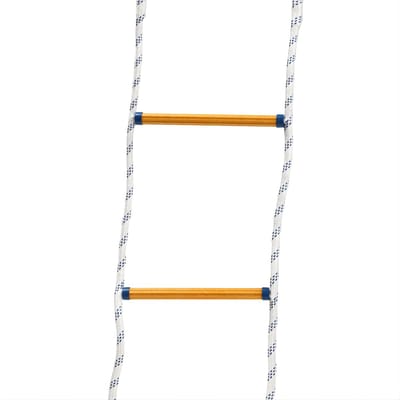 Noodreddingsladder – Voor brandtraining, kindertraining en klimmen – 6 m, 440 lbs belasting, vuurvast PP-touw en mangaanhaken – Orange