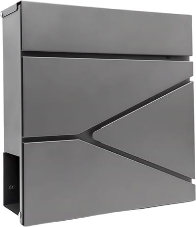 Brievenbus met slot - 37x37x11 cm - krantenvak - metaal - antraciet