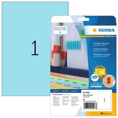 Herma printeretiketten Labels blue 210x297 SuperPrint 25 pcs.