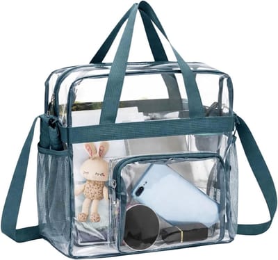 Transparante tas 30 x 30 x 15 cm, ideaal voor lunch, winkelen en sport, PVC opslag voor cosmetica, geschikt voor stadions en sportscholen