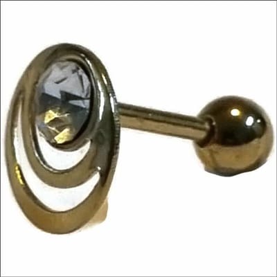 Aramat Jewels | Piercings | Goudkleurige Helix Piercing met Steentje - 9mm | | | |10mm | Staal | Volwassenen | Verkleurd niet