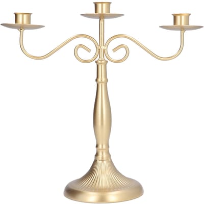 Europese Stijl Kandelaar Houders Stand Goud 3-kops Kaarsenhouders voor Bruiloft Feest Diner beige