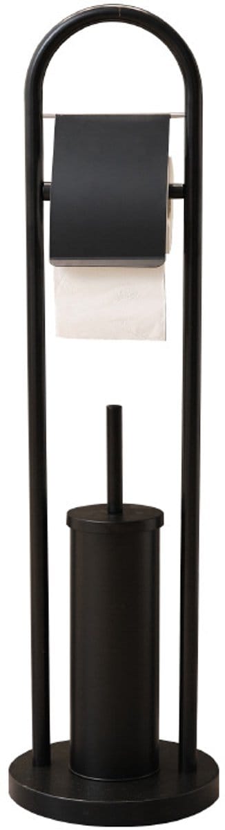 Ceruzo Toiletbutler Vrijstaand – Zwart RVS – Luxe WC Rolhouder – 80 cm Hoog – Modern Design
