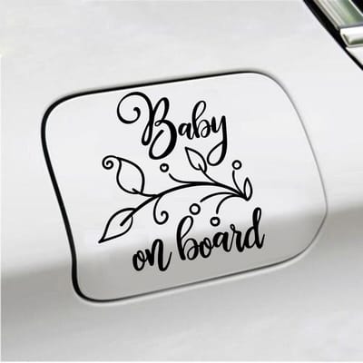 Bumpersticker - Baby On Board - 12,7 X 11,7 - Zwart