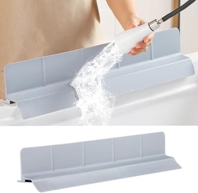 Siliconen Splash Guard voor de Gootsteen - 23 Inch Zelfafvoerende Waterbescherming voor Badkamer en Keuken met 3.5 Inch Hoogte en Sterke Bevestiging