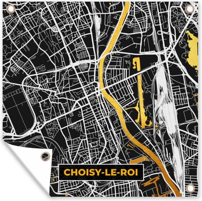Tuin poster Plattegrond – Kaart – Stadskaart – Frankrijk – Choisy-le-Roi - 200x200 cm - Tuindoek