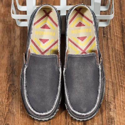 Heren Ademende Casual Canvas Instapschoenen Comfort Instap Loafers Zachte Penny Loafers voor Heren Lichtgewicht Rijdende Bootschoenen 43 black