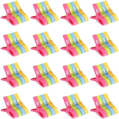 Dailygoods - 64 stuks Grote kunststof wasknijpers - Handdoekklemmen voor kleding en strandlakens