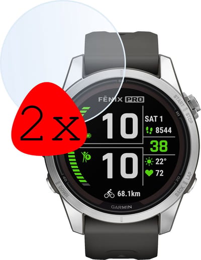 Screenprotector - 2 Stuks Geschikt voor Garmin Fenix 7S Pro - Extra Sterk - Tempered Glass - Gehard Glas - Beschermglas Screen Cover - Bescherm Protector voor Smartwatch