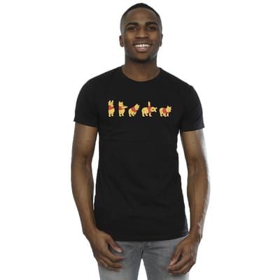 Disney Heren Winnie De Poeh Strek T-shirt (Zwart)