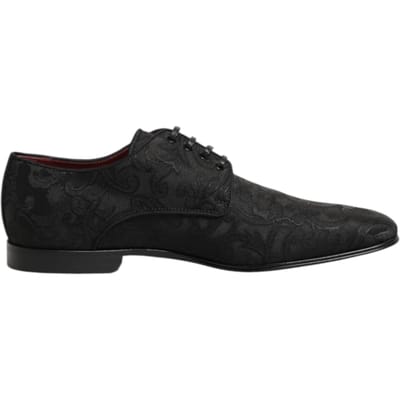 Dolce & Gabbana Zwarte Brocade Veterschoenen voor Heren