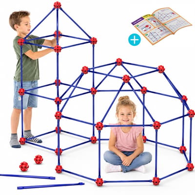 Luumuu® Fort Bouwpakket XXL - Hut - Speeltent Bouwset voor Kinderen - Tent Constructiespeelgoed - Educatief Buitenspeelgoed - Megafort - Kamp Bouwen - Montessori Speelgoed - Incl. Voorbeelboekje