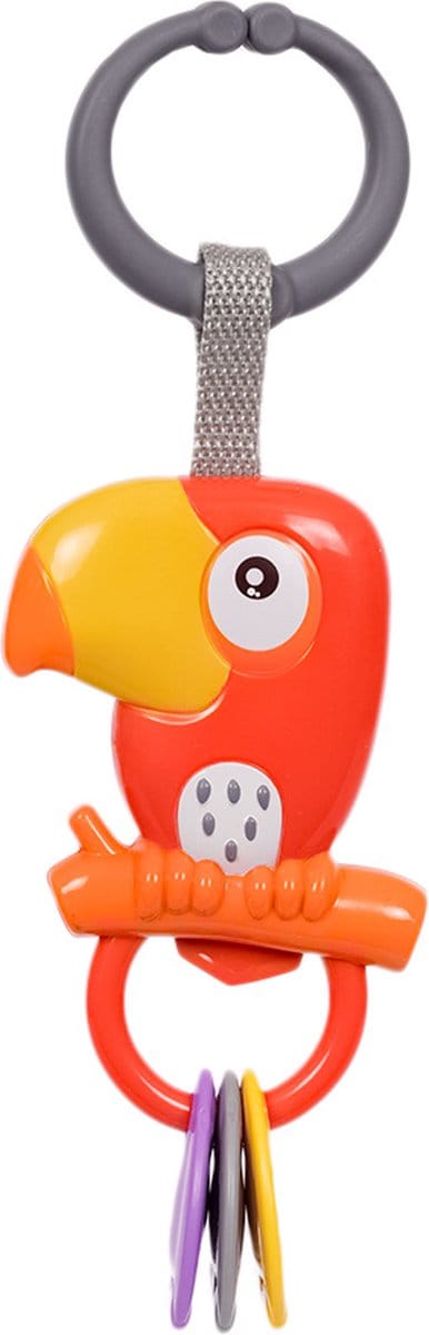 Speelgoedtopdeals - Rammelaar Hangspeeltje Buggyspeeltje - Rode Toekan met Ringen