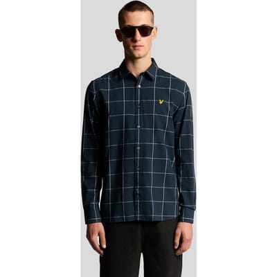 Lyle & Scott Window Pane Check Shirt Dark Navy/white Maat: S | Zakelijke Overhemden Outlet | Heren | Blauw