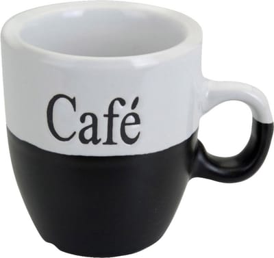 Excellent Houseware koffiemokken - 2x stuks - zwart - keramiek - 150 ml