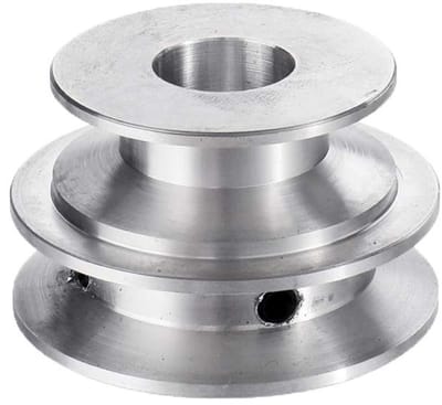 Allecto - Aluminiumlegering Dubbele Groefkatrol - Vaste Katrol voor Riemen - Zilver - Katrol Wiel - Geschikt voor 10 mm Riem - 40 en 50 mm