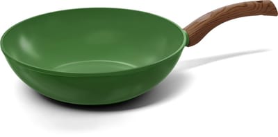 Cook & Pan Wokpan Ø 30 cm Groen PFAS vrij - Alle Warmtebronnen - Cool Touch Handgreep - Wok Pan met 7 jaar Garantie - Krasbestendige Anti Aanbaklaag - Vaatwasserbestendig - Gas, Inductie, Elektrisch, Oven