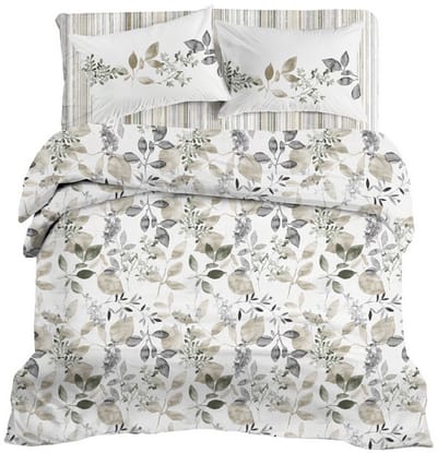 LINNICK Dekbedovertrek Katoen Renforcé Azura - Beige - Dekbedovertrek 200x200/220cm - 100% Katoen - Tweepersoons - Dekbedovertrekken - Botanisch Dekbedovertrek
