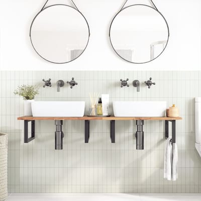 vidaXL - Badkamer - wandschap - staal - en - massief - acaciahout
