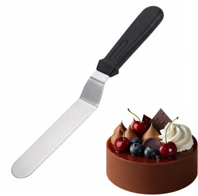 1 Stks Hoekige Icing Spatel, 6 Inch Rvs Cake Palet met Ergonomische Handvat voor Bakken, Cake Decoreren & Gebak