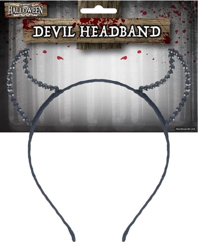 Halloween duivel hoorntjes - strass glitter - diadeem - zwart - kunststof