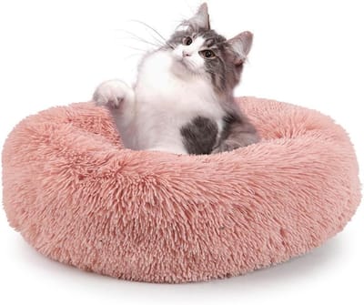 Zacht huisdierbed rond wasbaar - Voor katten en kleine honden M roze