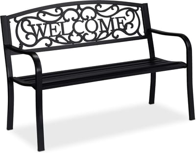 Tuinbank - Zitbank Buiten - Ontspannen Buiten - Decoratieve Rugleuning - 127x61x87 cm - Zwart