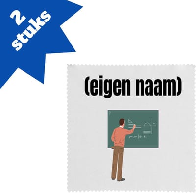 Akyol - docent met krijtbord met eigen naam brillendoekjes - Docent - meesters of juffen - collega's - verjaardag - afscheidscadeau - geschenk - kado - 17,8 bij 17,8 cm - 2 stuks