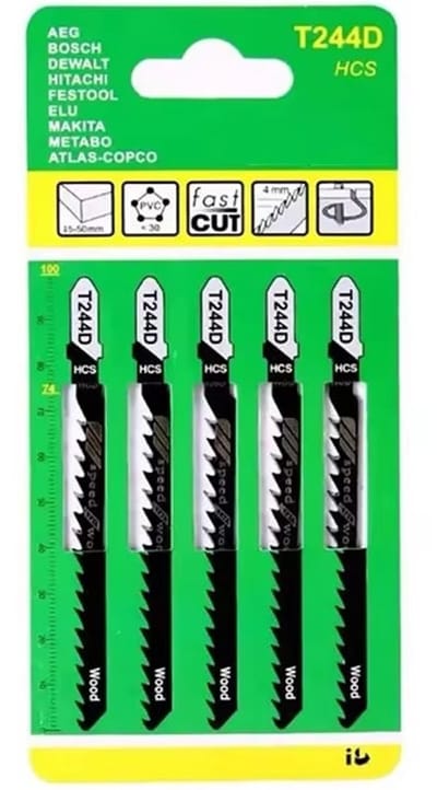 5 stuks decoupeerzaagjes voor hout T244D HCS | set van 5 stuks losse zaagjes voor decoupeerzaag | universele zaagbladen decoupeerzaag 4mm tandafstand