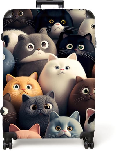 NoBoringSuitcases.com® - Koffer groot - Reiskoffer lichtgewicht - Kat - Dieren - Poes - Patroon - Jongen - Meisje - Rolkoffer met 4 wielen - Grote trolley XL - 98 liter bagage