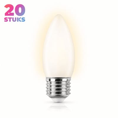 20x Kaarslamp Gloeilamp E27 - 25W - Warm Wit Licht (2700K) - 150 lm - 1 jaar - Dimbaar