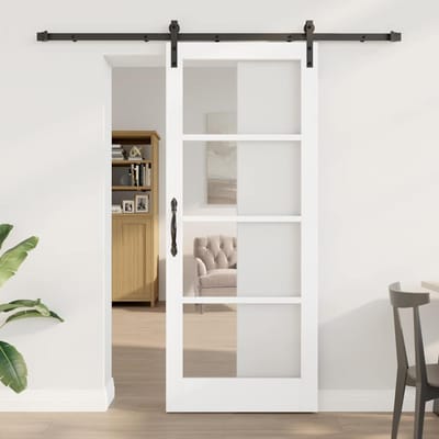 vidaXL - Schuifdeur - ORKDAL - Wit - en - Zwart - 83 - x - 202 - cm