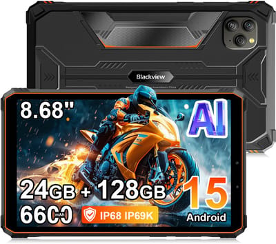 Tablet Blackview Active 5 - 6GB RAM - 128GB ROM - 8,68 inch - Android 15 - 6600mAh - BT 5,2 - Dual SIM 4G - IP68/IP69K - GPS - OTG - NFC - Oranje