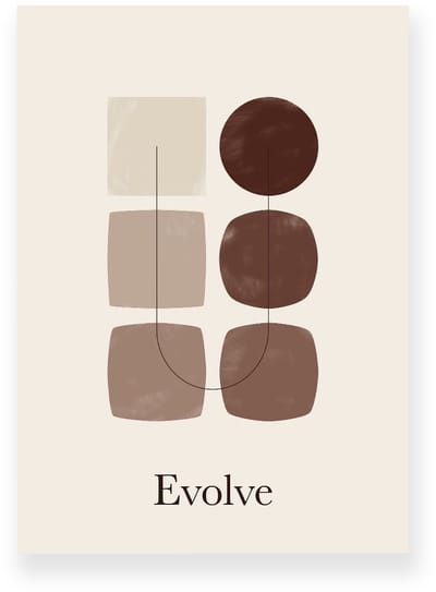 Poster 20x30 cm - Evolve - Beige - Bruin - Minimalistisch - Japandi - Muurdecoratie - Wanddecoratie