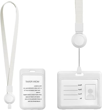 ID-kaarthouders - Blanc - 84 x 56 mm - Duurzaam en Uittrekbare Draagband - Voor Werk en Studie