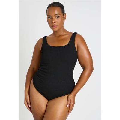 boohoo Dames maternity crinkle square neck swimsuit becomes zwangerschapsbadpak met gerimpelde, vierkante halslijn | Black | Maat: 8