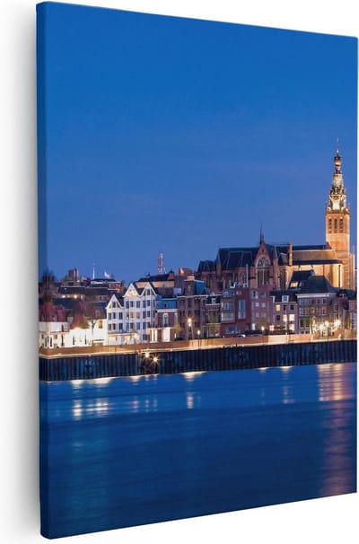 Artaza Canvas Schilderij Stad Nijmegen - 40x50 cm - Muurdecoratie Skyline - Wanddecoratie Rivier - Kamer Accessoires