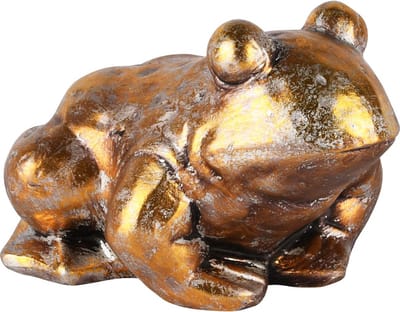 Dekoratief | Kikker, grijs/goud, keramiek, 17x14x12cm | A250212