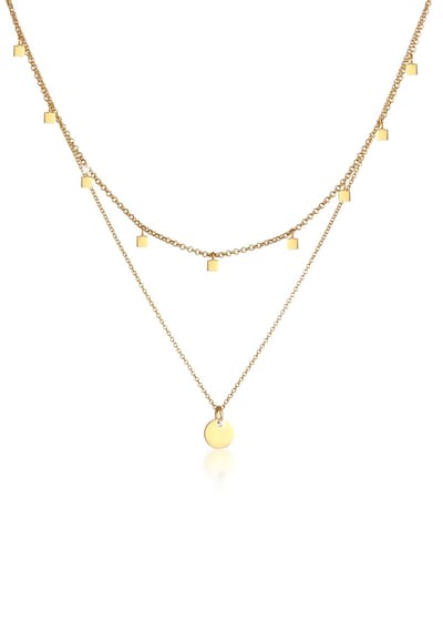 Elli - Halsketting - Dames Set Choker Laag Plaatje Geo Look in 925 Sterling Zilver - Dames
