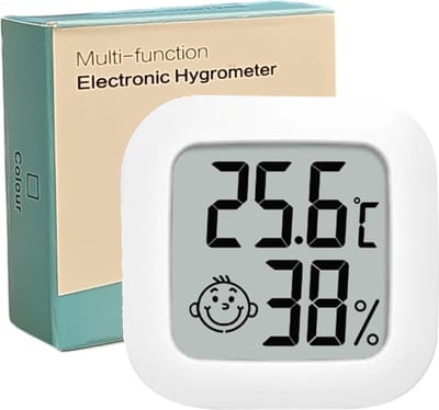 Multifunctionele Hygrometer - Weerstation - Luchtvochtigheidsmeter - Thermometer Voor Binnen - Incl. Batterij & Plakstrip - Wit